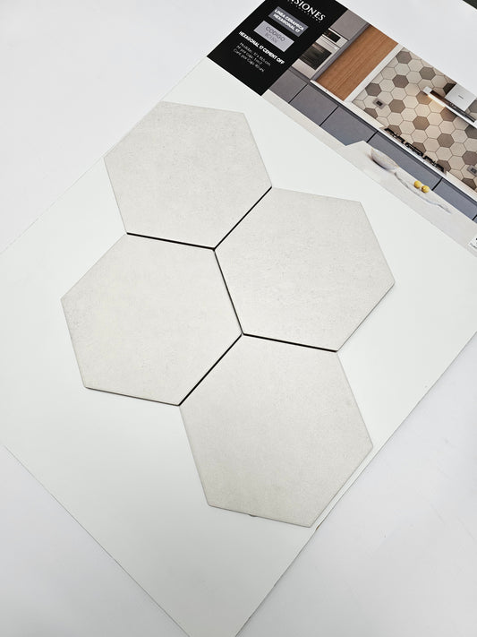Hexagonal 17 Cement Off - 17 x 19,5 cm - Ceramica - 1era