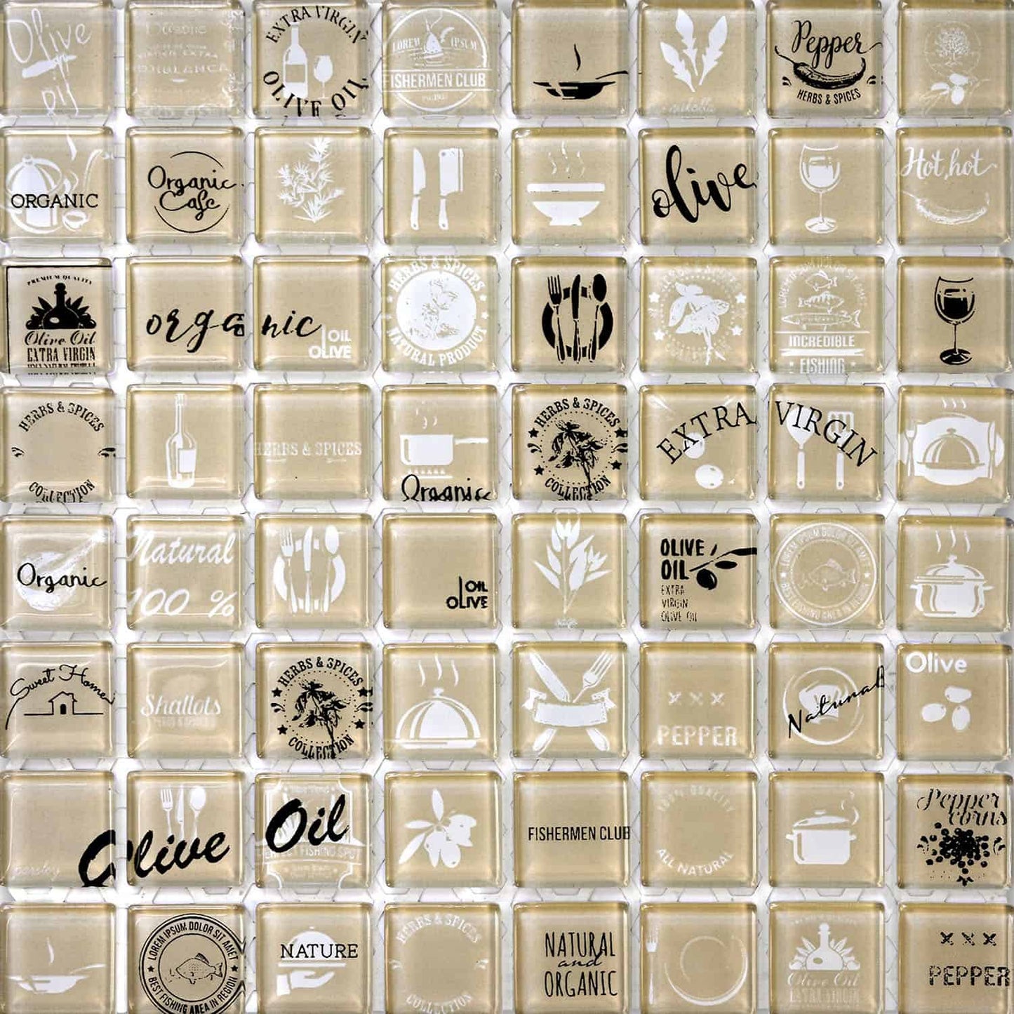 Venecita Organic Beige Brillante 28,5 X 28,5 (Pz.3,2X3,2) - Acuelera ( X PIEZA) - 1era