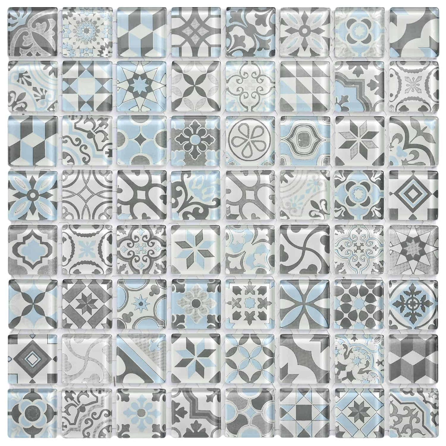 Venecita Santorini Celeste Brillante 28,5 X 28,5 (Pz.3,2X3,2) - Acuelera ( X PIEZA) - 1era