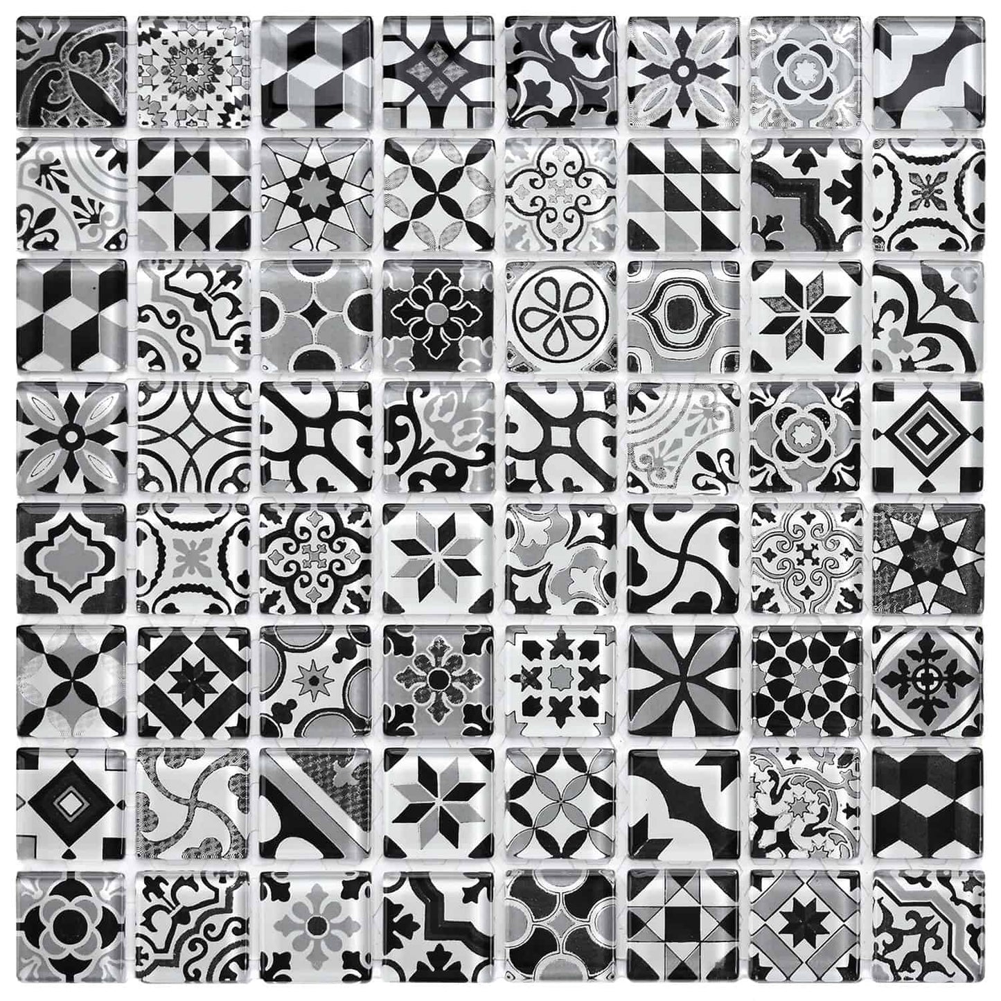 Venecita Santorini Negro Brillante 28,5 X 28,5 (Pz.3,2X3,2) - Acuelera ( X PIEZA) - 1era