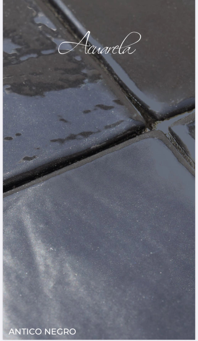 Antico Azulejo Negro Brillante 13 X13 - Acuelera ( X CAJA de 0,5 m2) - 1era