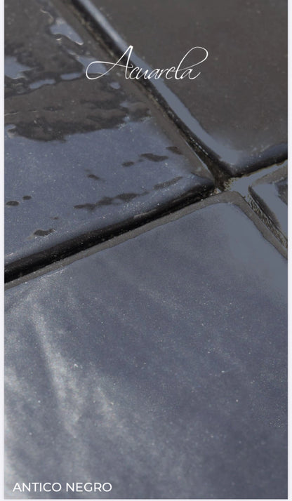 Antico Azulejo Negro Brillante 13 X13 - Acuelera ( X CAJA de 0,5 m2) - 1era