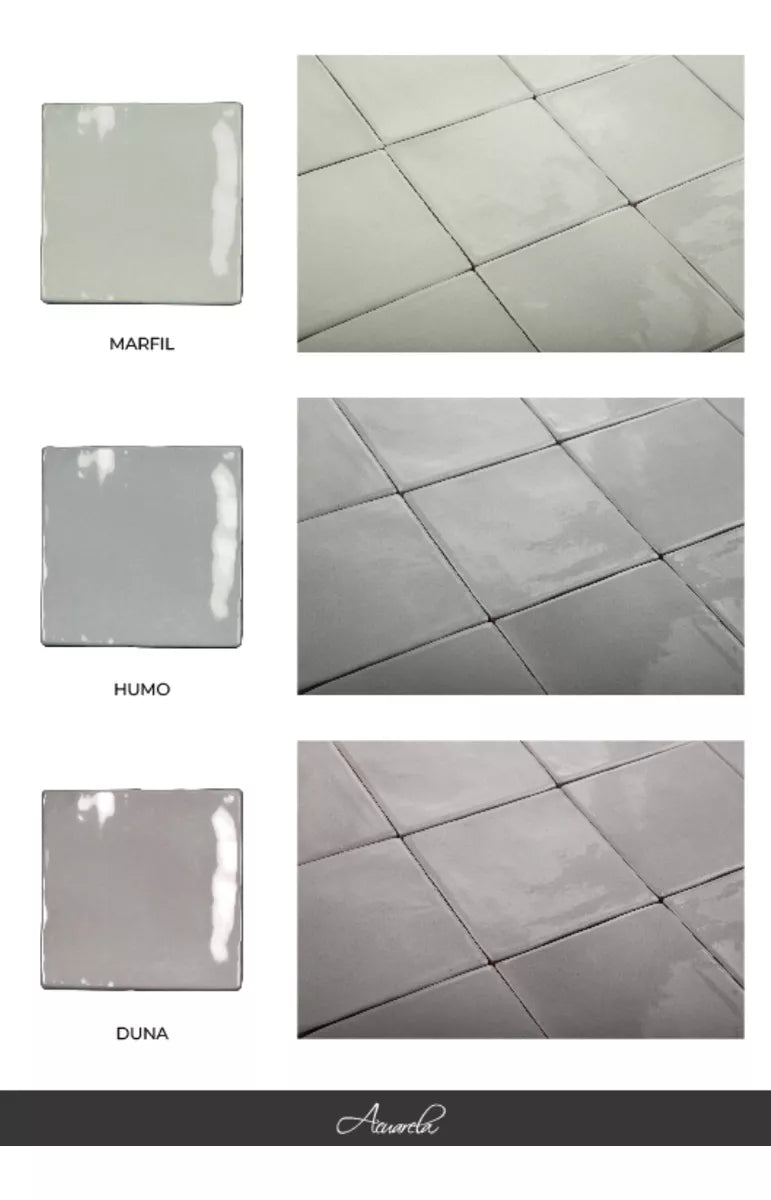 Antico Azulejo Humo Brillante 13 X13 - Acuelera ( X CAJA de 0,5 m2) - 1era