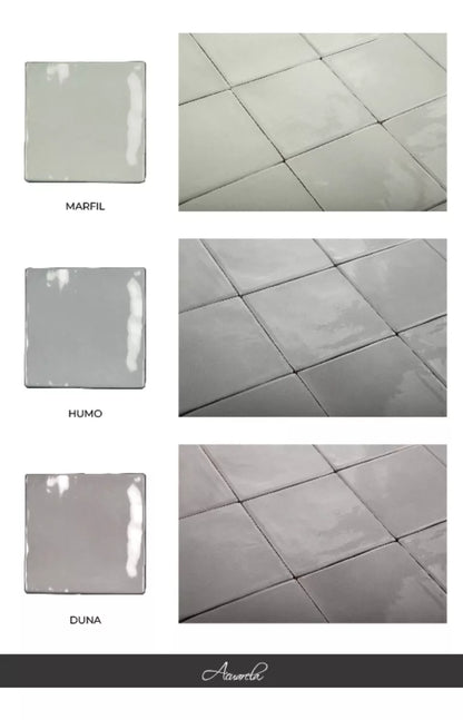 Antico Azulejo Humo Brillante 13 X13 - Acuelera ( X CAJA de 0,5 m2) - 1era