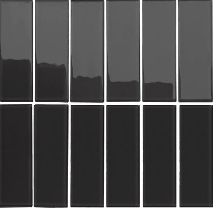 Brick Strip Tayi Grafito Negro Brillante 26,5 X 27,5 (Pz.4,4X13,2) - Acuelera ( X PIEZA) - 1era