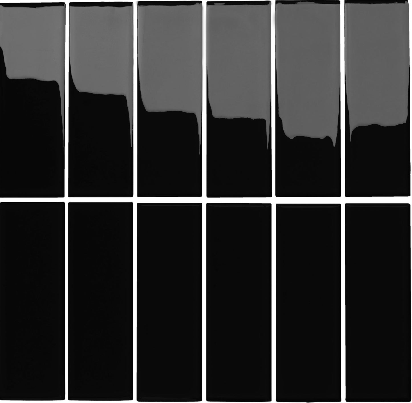 Brick Strip Tayi Negro Oscuro Brillante 26,5 X 27,5 (Pz.4,4X13,2) - Acuelera ( X PIEZA) - 1era