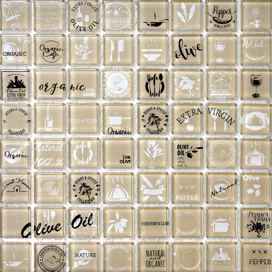 Venecita Organic Beige Brillante 28,5 X 28,5 (Pz.3,2X3,2) - Acuelera ( X PIEZA) - 1era