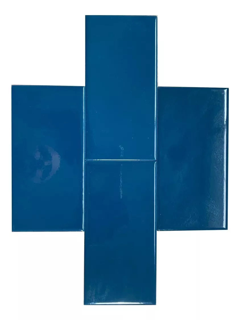 Subway Destonalizado Liso Azul Petroleo Brillante 7,5 X 15 - Acuelera ( X M2) - 1era