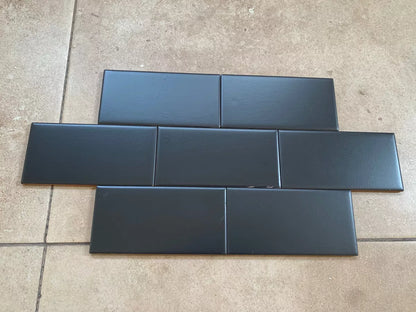 Subway Liso Negro Mate / Satinado 7,5 X 15 - Acuelera ( X M2) - 1era
