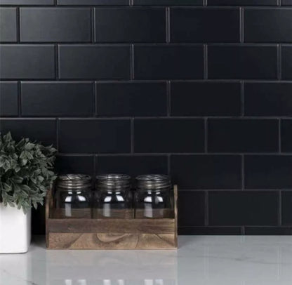 Subway Liso Negro Mate / Satinado 7,5 X 15 - Acuelera ( X M2) - 1era