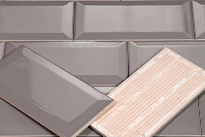 Subway New York Biselado Cinza Gris Brillante 10 X 20 - Acuelera ( X M2) - 1era