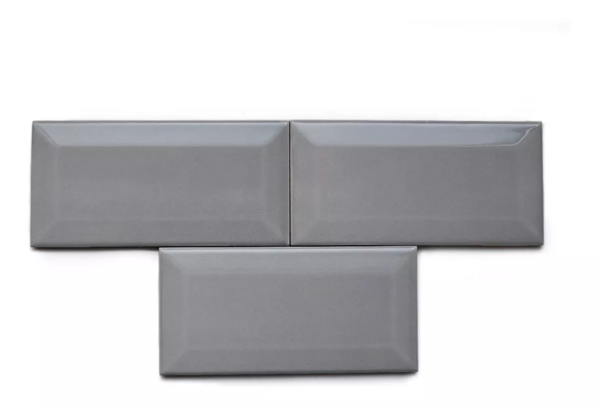 Subway New York Biselado Cinza Gris Brillante 10 X 20 - Acuelera ( X M2) - 1era