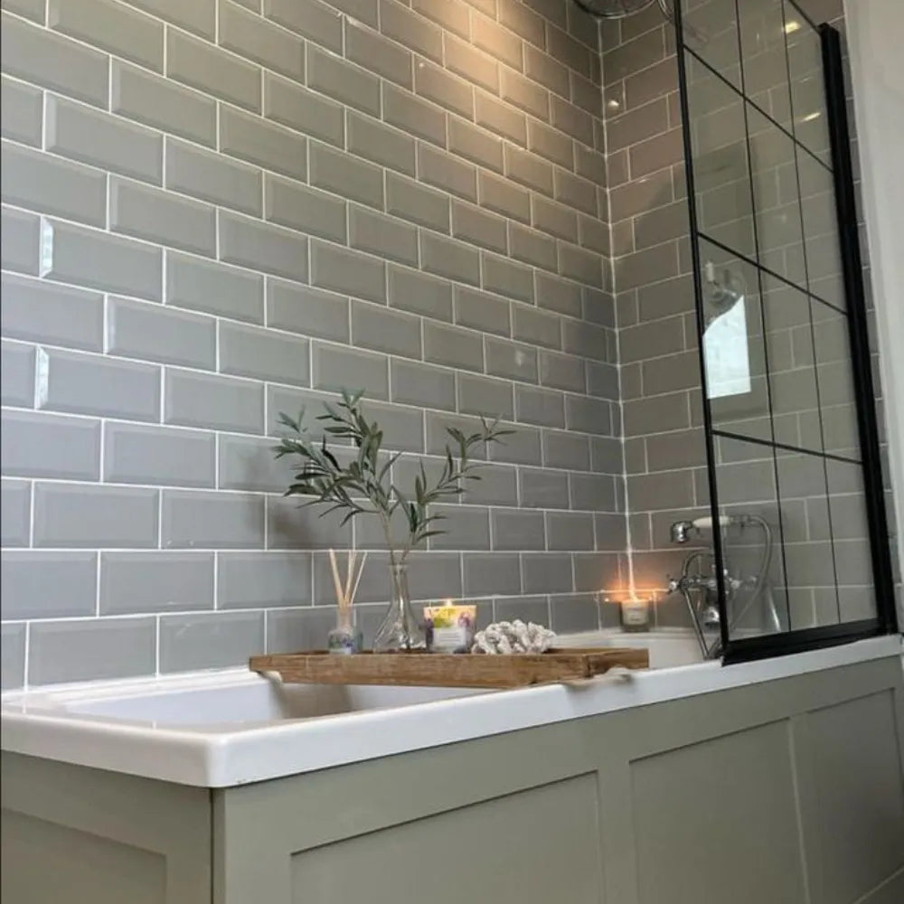 Subway New York Biselado Cinza Gris Brillante 10 X 20 - Acuelera ( X M2) - 1era