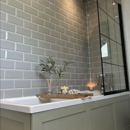 Subway New York Biselado Cinza Gris Brillante 10 X 20 - Acuelera ( X M2) - 1era