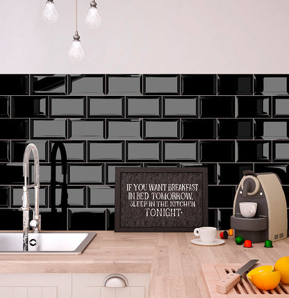 Subway New York Biselado Preto Negro Brillante 10 X 20 - Acuelera ( X M2) - 1era