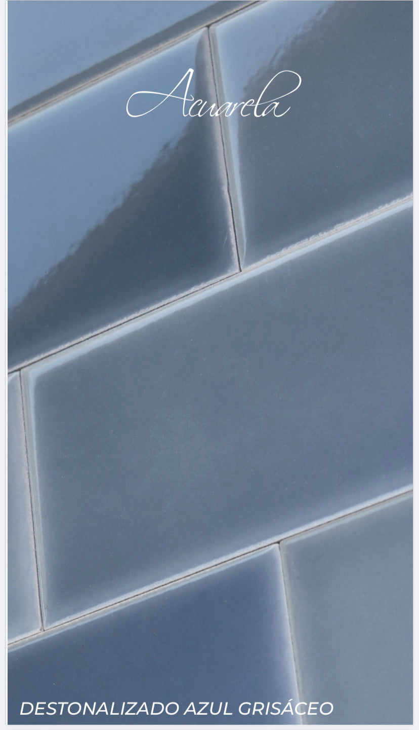 Subway Destonalizado Liso Gris Brillante 7,5 X 15 - Acuelera ( X M2) - 1era