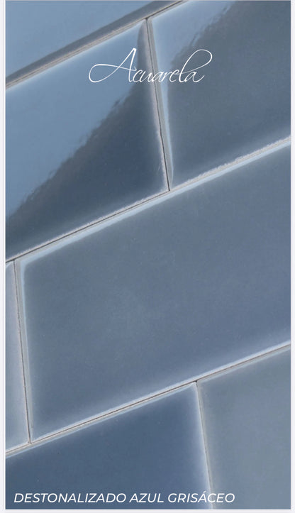 Subway Destonalizado Liso Gris Brillante 7,5 X 15 - Acuelera ( X M2) - 1era