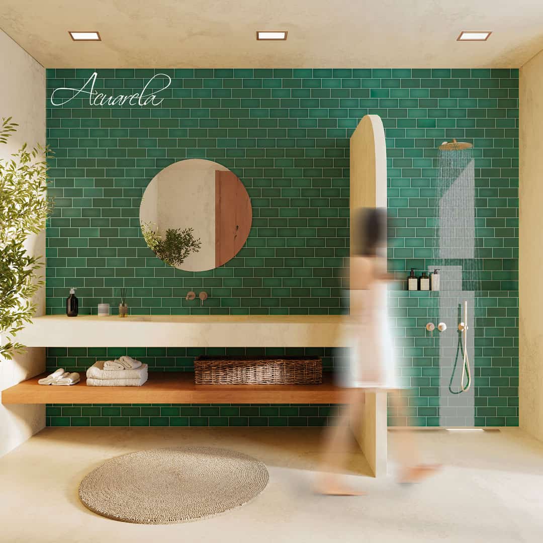 Subway Destonalizado Liso Verde Ingles Brillante 7,5 X 15 - Acuelera ( X M2) - 1era